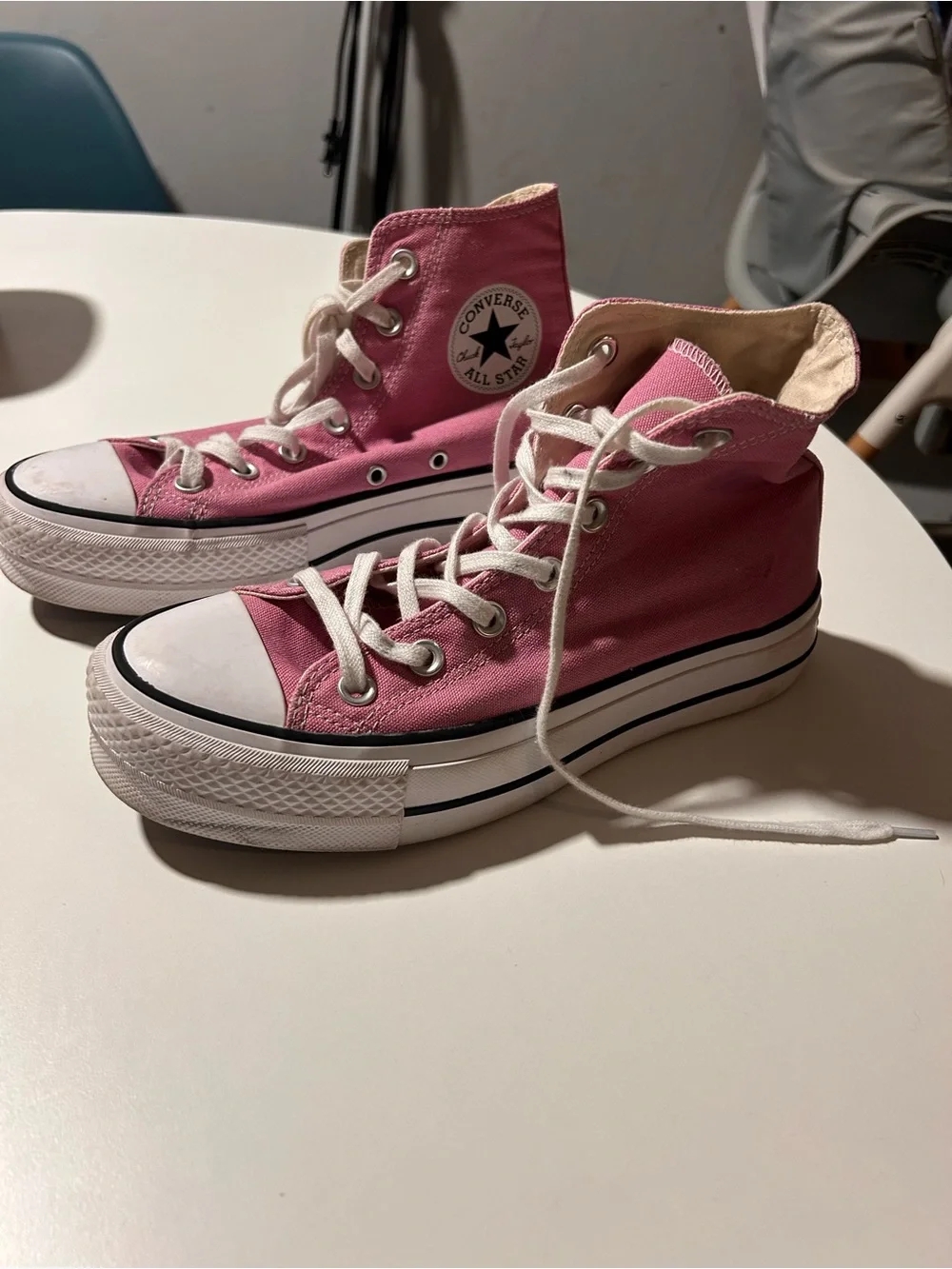 UNISEX Converse Pink High-Top Platform Sneakers